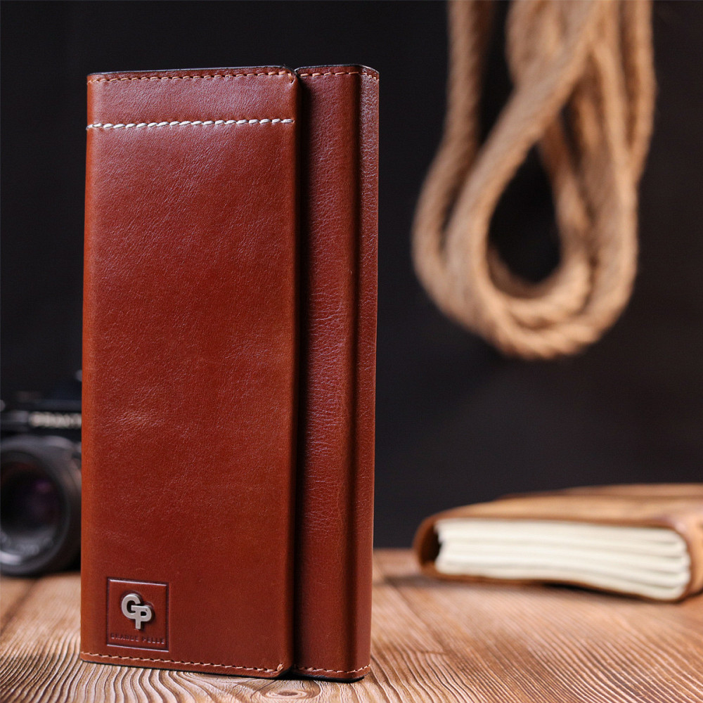 Барсетка из гладкой кожи Grande Pelle 11421 Коричневый Киев - изображение 10