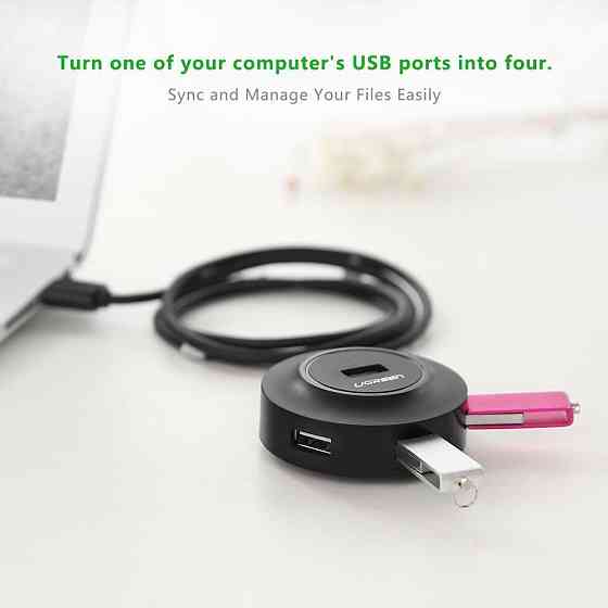USB хаб/концентратор/розгалужувач Ugreen на 4 USB 2.0 порти CR106 (Чорний) Николаев