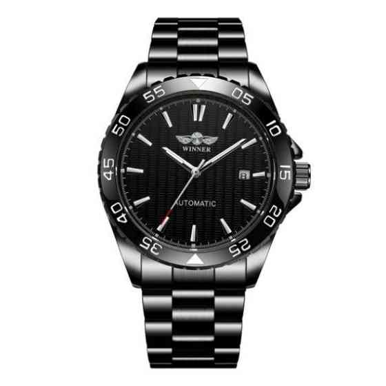 Чоловічий механічний наручний годинник Winner Factor (Чорний) Київ