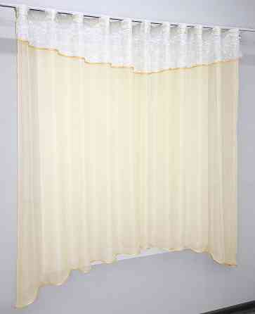 Кухонна занавіска VR-Textil № 00к бежевий з білим 280х170 см (59-588) Київ