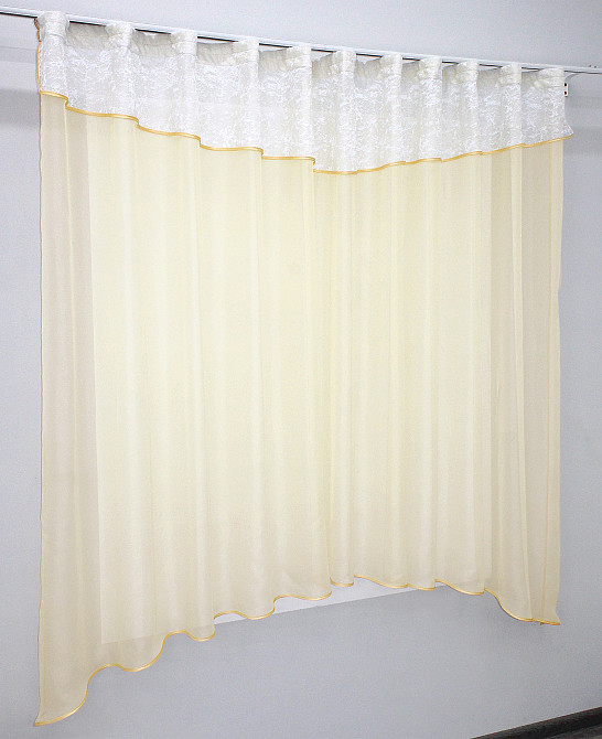 Кухонна занавіска VR-Textil № 00к бежевий з білим 280х170 см (59-588) Київ - фото 2