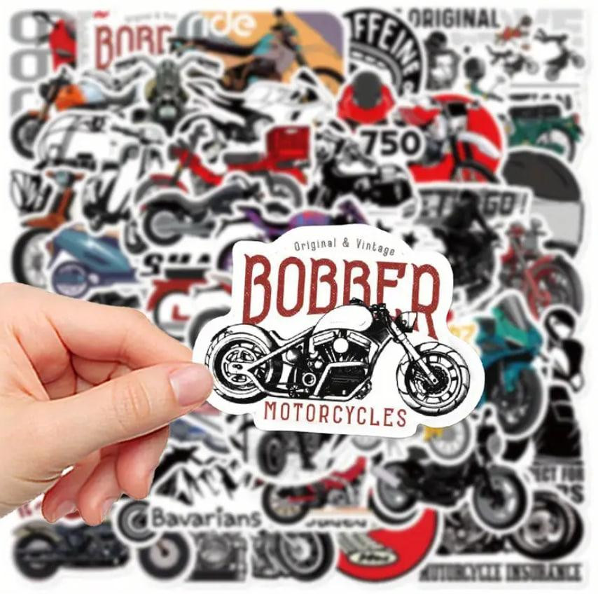 Набір з 50 ретро наліпок з мотоциклами – вінтажні стікери для скрапбукінгу, декору телефону, ноутбук Київ - фото 4