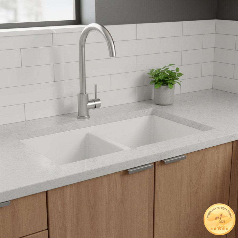 Змішувач KT Ø35 для кухні гусак вухо на гайці SS AQUATICA KT-4B170P (9722101) Київ - фото 8