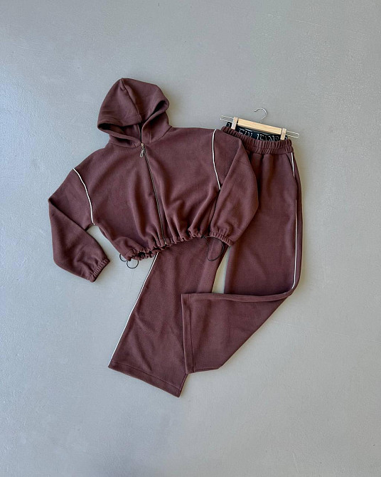 Жіночий теплий прогулянковий костюм : кофта і штани двосторонній фліс Одеса - фото 4