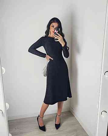 Женское романтичное праздничное платье миди из люрекса Одесса