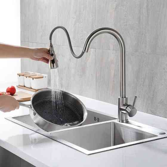 Смеситель для кухни WanFan с выдвижным сливом, гибкий кухонный кран из латуни Каменец-Подольский