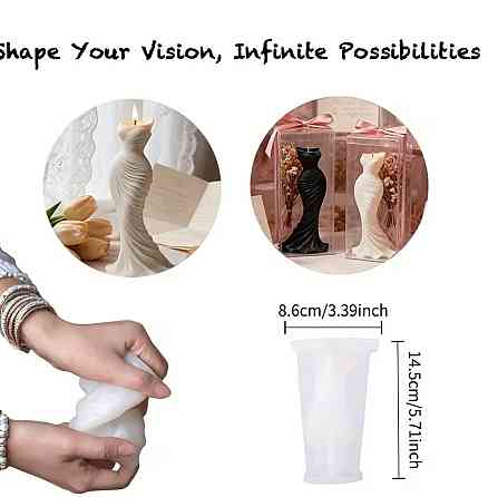 Силіконовий молд свічка вечірня сукня 3D, форма плаття для свічок гіпсу епоксидної смоли Київ