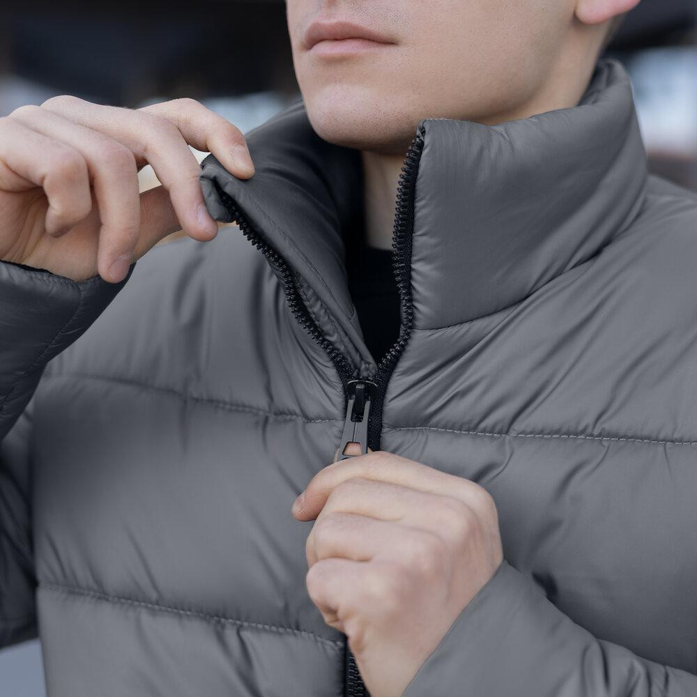 Чоловіча зимова куртка темно-сіра Pobedov Bubble Gum Київ - фото 3