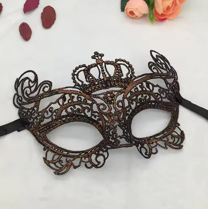 Венеціанська маска ажурна one size коричневий Київ - фото 1