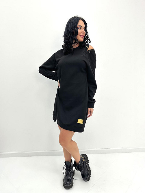 Повседневное теплое платье с булавкой Moana 50-52, Черный Киев - изображение 1