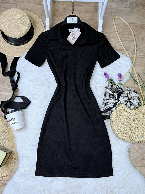 Стильне жіноче плаття-поло в спортивному стилі Чорний, 40/42 Одеса - фото 1