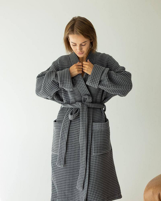 Женский халат из вафельной ткани Графит, L-XL Харьков - изображение 6