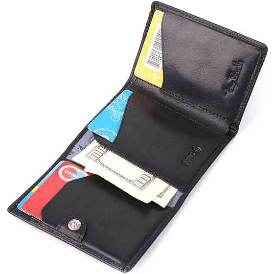 Небольшой бумажник для мужчин из глянцевой натуральной кожи Tony Perotti 20901_1 (3810 nero) Черный Киев