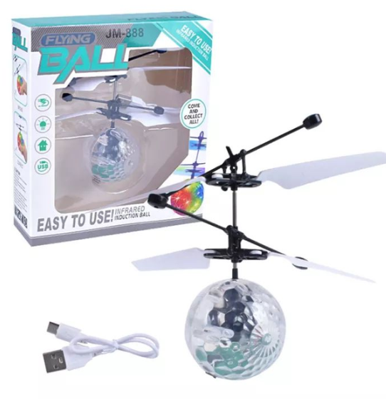 Літаючий мяч зі світлом індукційний usb 15 на 11 см прозорий коробка с дефектом Київ - фото 8