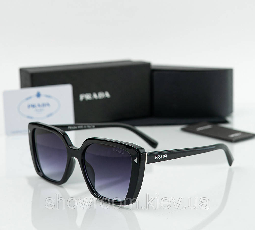 Жіночі брендові сонцезахисні окуляри Prada (22271) black Київ - фото 1