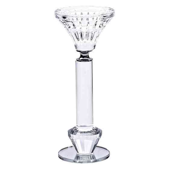 Yiwu Підсвічник скляний на ніжці 6×17.3 см прозорий декоративний підсвічник на стіл HP-4-10S Коломия