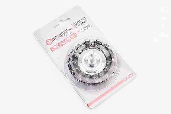 Щітка дискова зі стрижнем 1/4" D-75мм з плетеного дроту BT-8075 Київ