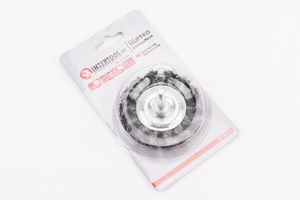 Щітка дискова зі стрижнем 1/4" D-75мм з плетеного дроту BT-8075 Киев - изображение 2
