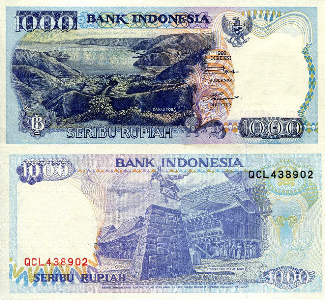 Индонезия / Indonesia 1000 Rupiah 1992 (1999) Pick 129h UNC Полтава - изображение 1