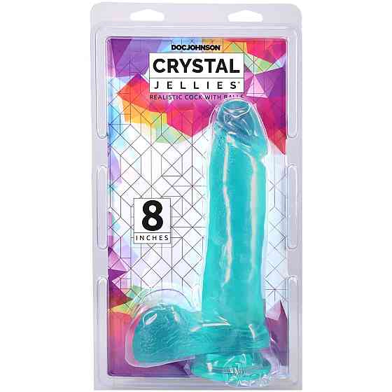 Фаллоимитатор Doc Johnson Crystal Jellies - 8 Inch Realistic Cock with Balls- Teal Sex Aura Киев