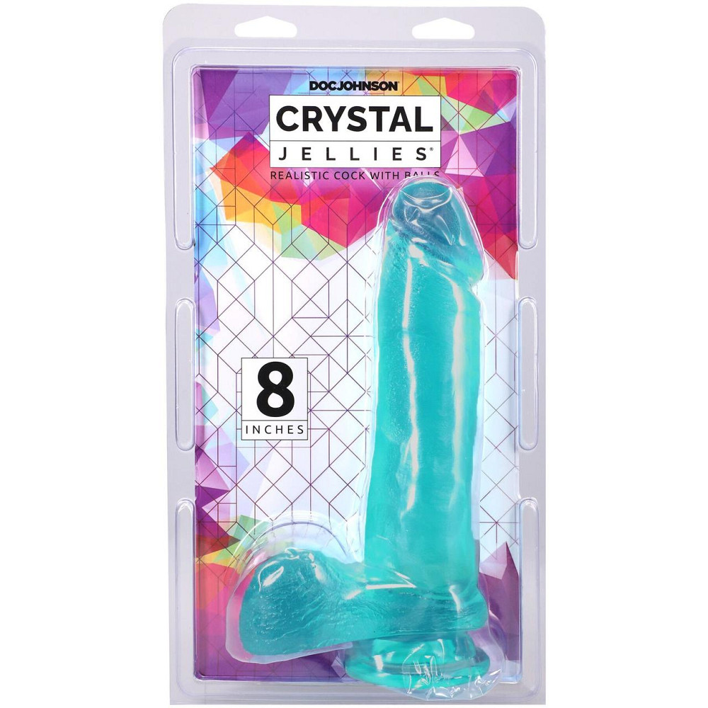 Фаллоимитатор Doc Johnson Crystal Jellies - 8 Inch Realistic Cock with Balls- Teal Sex Aura Киев - изображение 4