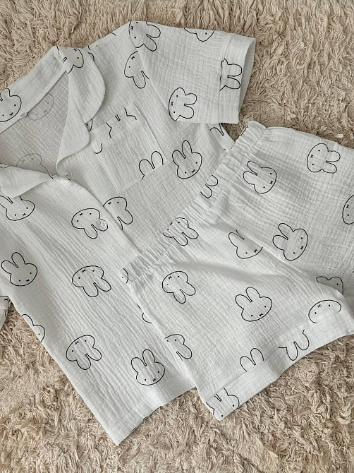Детская пижамка из муслина шорты с рубашкой Зайчики 110-116 Харьков - изображение 7