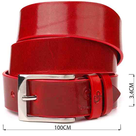 Стильный женский ремень под джинсы из натуральной кожи Grande Pelle 21454 Красный Киев