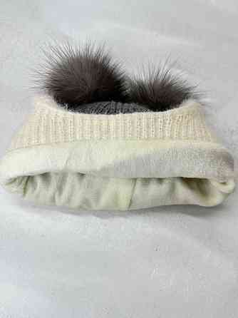 Шапка дитяча зимова з натуральними помпонами песця Коричневий Харків