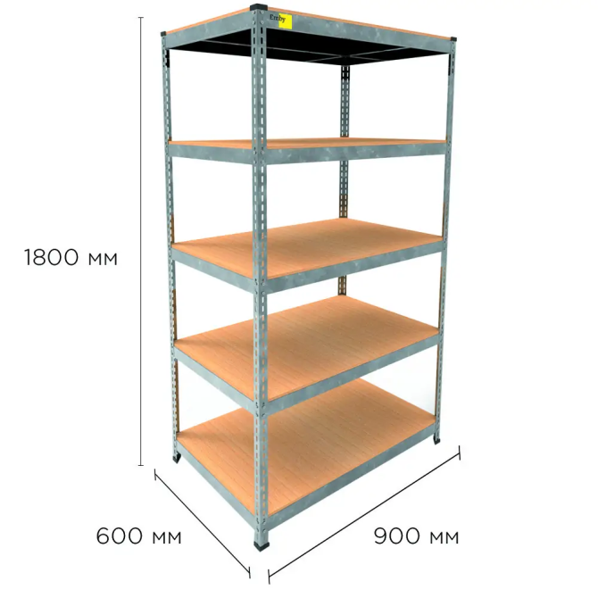 Металевий стелаж Emby Light Series (розмір 1800х900x600мм) 5 полиць ДСП до 100кг Оцинкований Вінниця - фото 3
