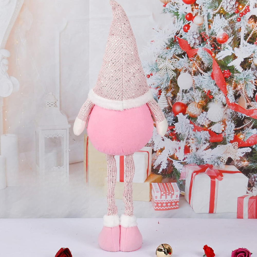 Новорічний гном під ялинку гном на ніжках декоративна фігура під ялинку Niki Light скандинавський гном 70 см рожевий Київ - фото 5