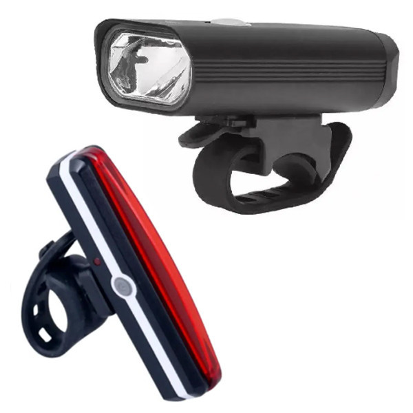 Набір яскравих велосипедних ліхтарів на акумуляторі (передня фара та задній стоп) Feel Fit Бровари - фото 1
