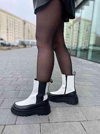 Broxci Черевики жіночі BROXCI чорний/білий натуральна шкіра зима висота 18 см (5208) 37р. Коломия