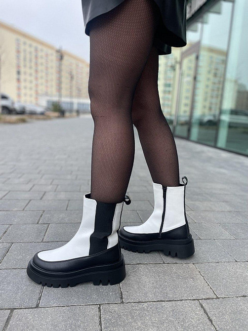Broxci Черевики жіночі BROXCI чорний/білий натуральна шкіра зима висота 18 см (5208) 37р. Коломия - фото 2