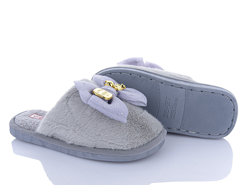 Капці закриті домашні жіночі теплі з бантом Сірий, 38 Одеса - фото 3