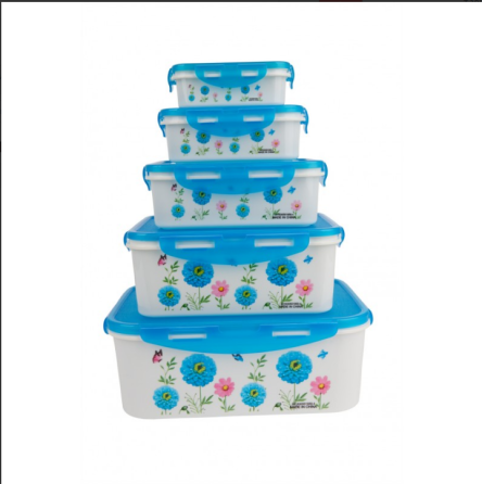 Судок UNIQUE UN-1514 5шт у наборі пластик/візерунок Одеса