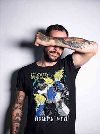 Футболка з аніме принтом Фінал Фантасй Фф Клоуд оверсайз (S/M/L) Чорний AnimeJ0308 Дніпро