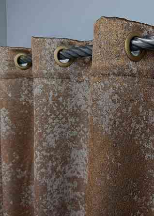 Комплект штор на люверсах VR-Textil Мрамор Al-9 № 1638ш Медный с серым 150х270 см 2 шт (37-0176) Киев