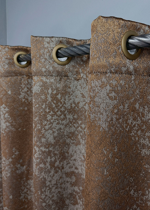 Комплект штор на люверсах VR-Textil Мрамор Al-9 № 1638ш Медный с серым 150х270 см 2 шт (37-0176) Киев - изображение 4