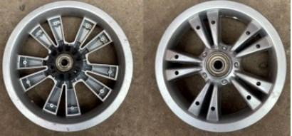 Диск для дитячих колясок 12 A . срібло, 5 променів 2х (торм. втулка dia =10mm+кнопка+підшипник) Мукачево - фото 1