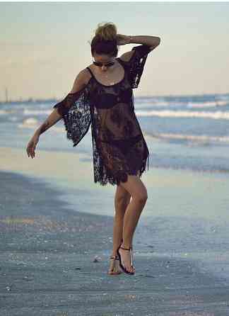 Туніка пляжна прозора мереживна жіноча чорний Київ