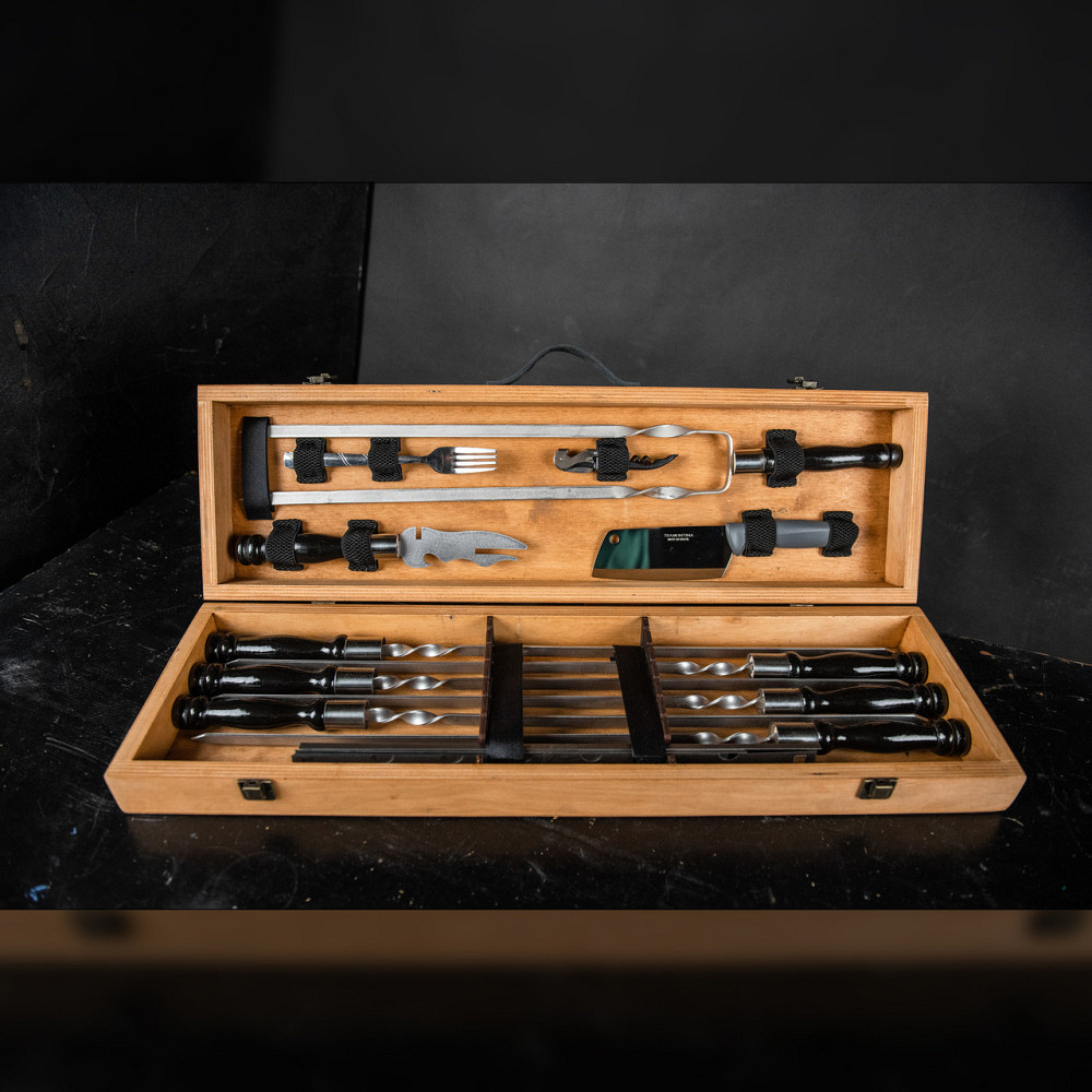 Шампури подарункові набір бокс для пікніка гриля та барбекю Оригінальні Віп подарунки на день народження татові, хлопцю, Тернопіль - фото 10