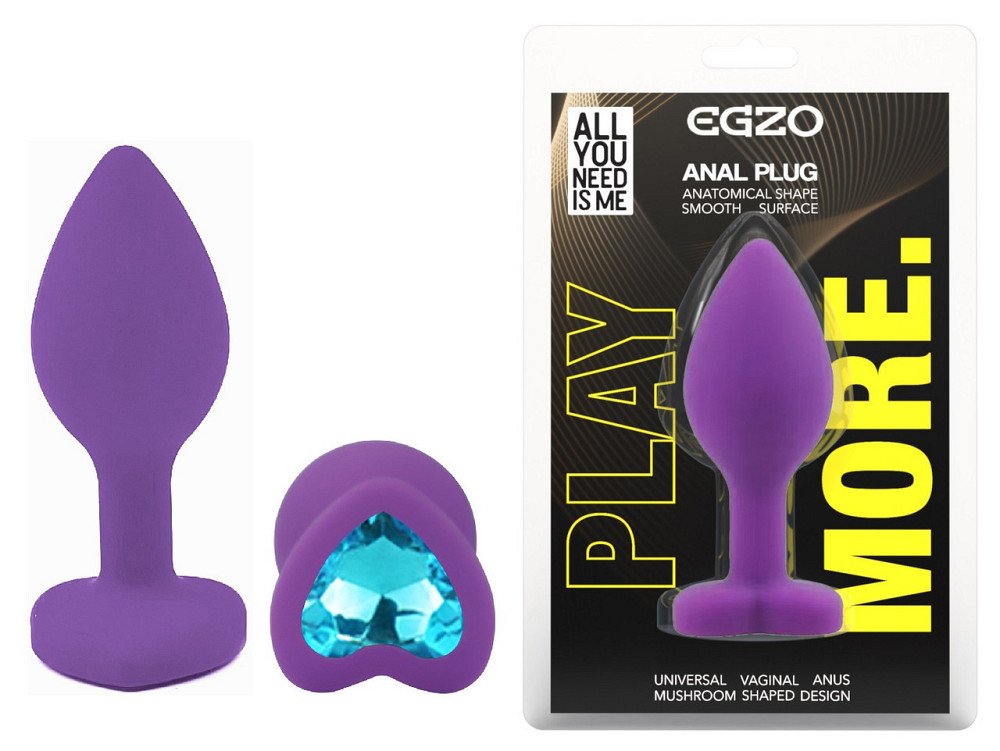 Силиконовая анальная пробка EGZO - Silicone Violet Heart Plug Aqua, size S Sex Aura Киев - изображение 1