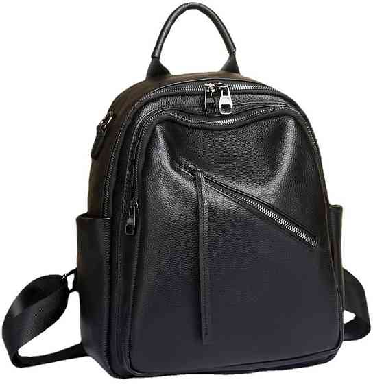 Жіноча сумка-рюкзак Tiding Bag (35 х 27 х 14 см) з натуральної шкіри Чорний Вінниця