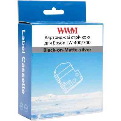 Лента для принтера этикеток WWM для Epson LW-400/700 6mm х 8m Black-on-Matte-silver (WWM-SM6X) Винница