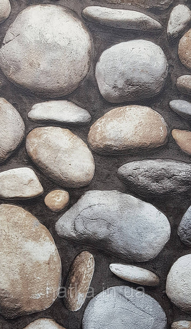 Шпалери вінілові на флізеліні AdaWall Roka 1.06х10 під морський камінь сірі бежеві чорні 23113-3 Київ - фото 1