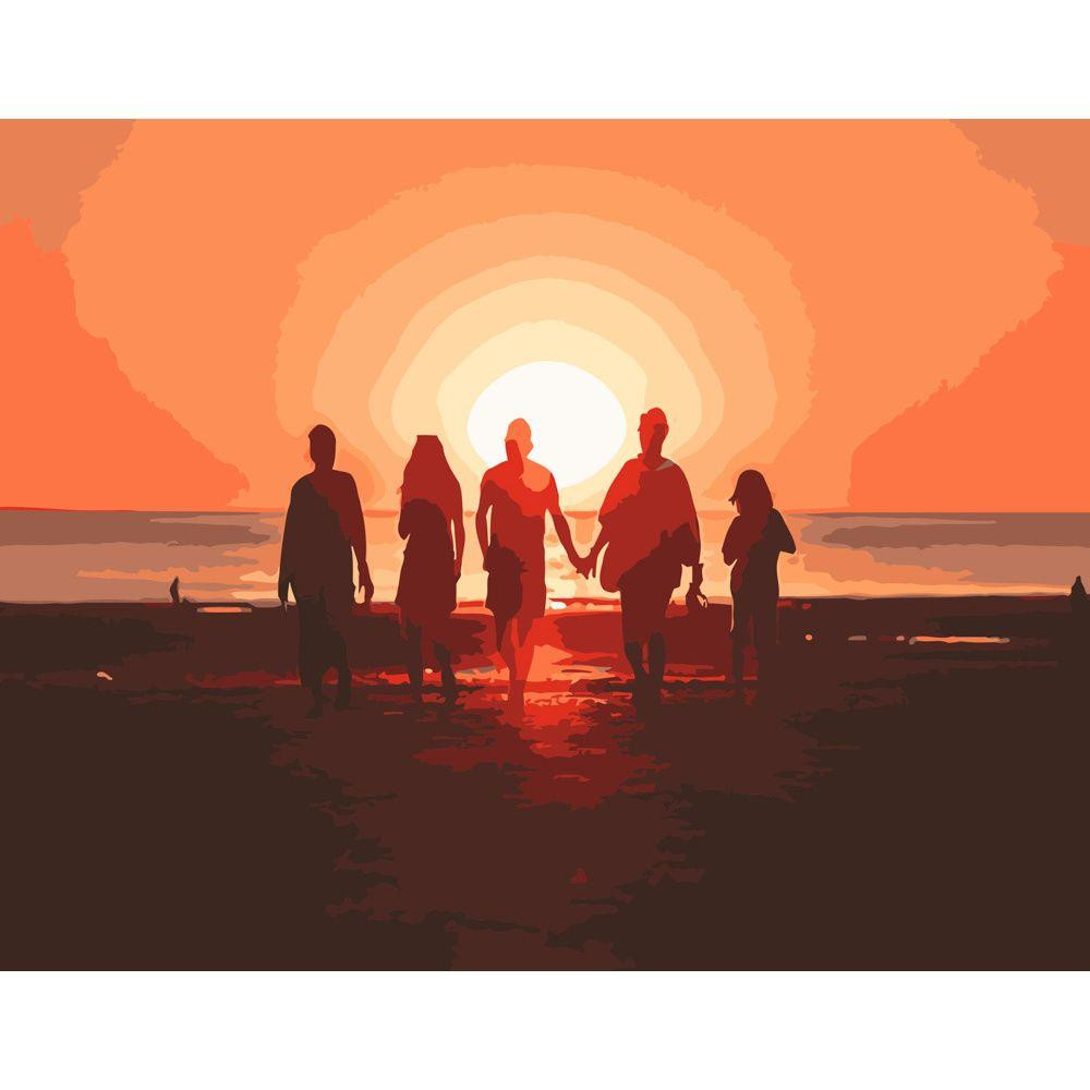 Набір для розпису по номерах Друзі на побережжі Strateg розміром 40х50 см (DY076), шт Київ - фото 1