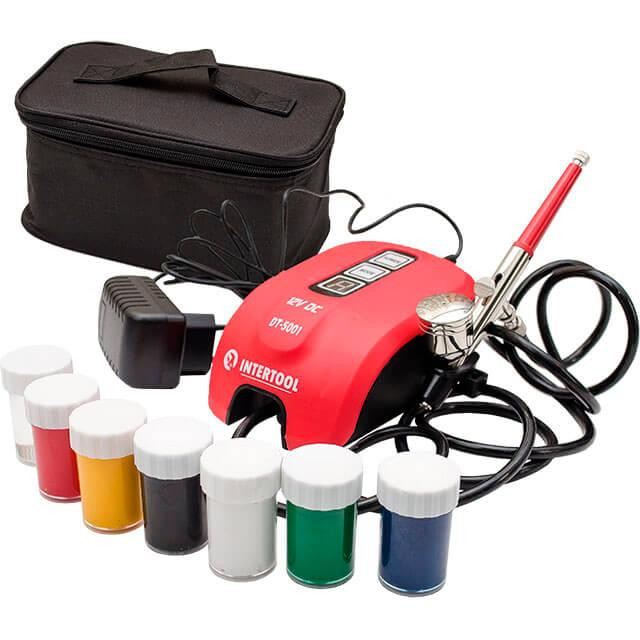 Аерограф електричний INTERTOOL DT-5001, 2 Вт., 230 В., 10-15 л.хв., 0-2 Бар - з низьким енергоспоживанням Львів - фото 1