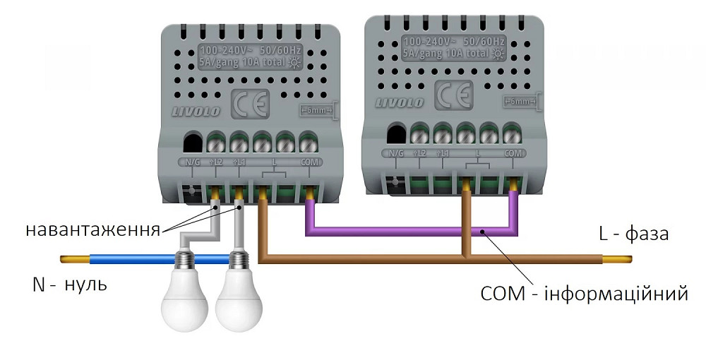 LIVOLO Розумний сенсорний вимикач LIVOLO ZigBee, 2-сенсорний, прохідний / перехресний, 5А 230В, Коломия - фото 7