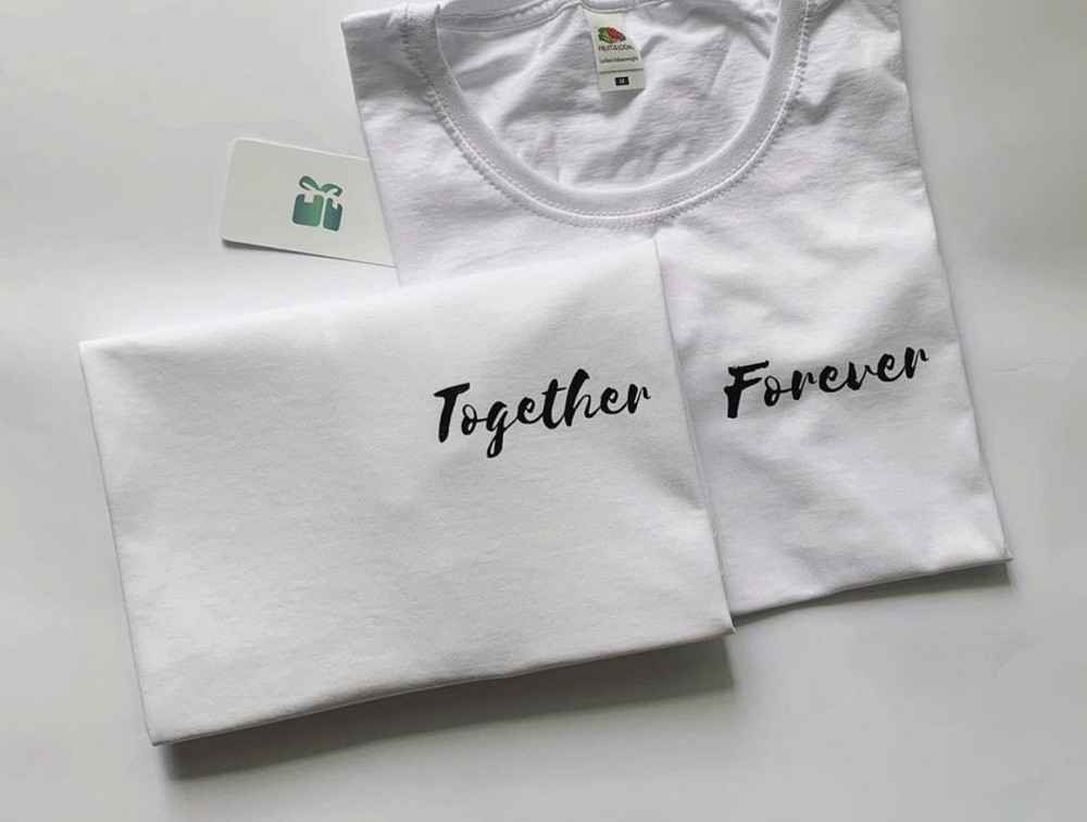 Парні футболки для хлопця та дівчини з принтом - Together/Forever Чернівці - фото 1