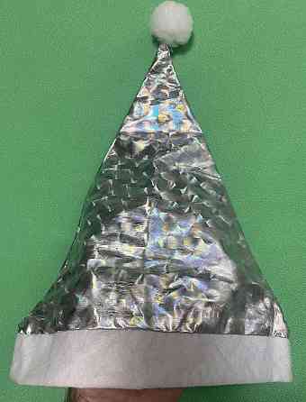 Новогодняя шапка серая блестящая для детей и взрослых - размер окружности около 56 см, текстиль Киев